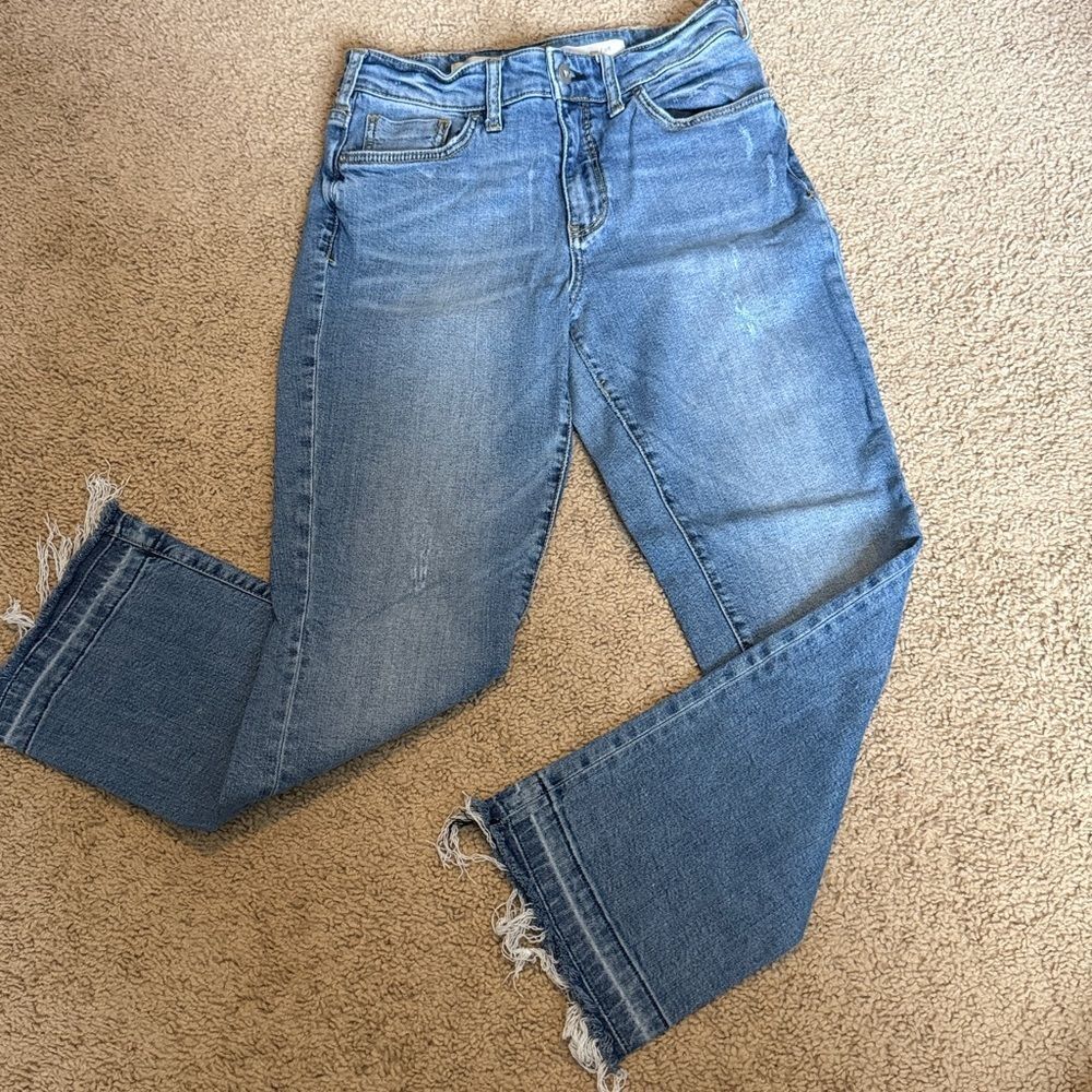 Pilcro and the Letterpress High-Rise Flare w/ raw hem